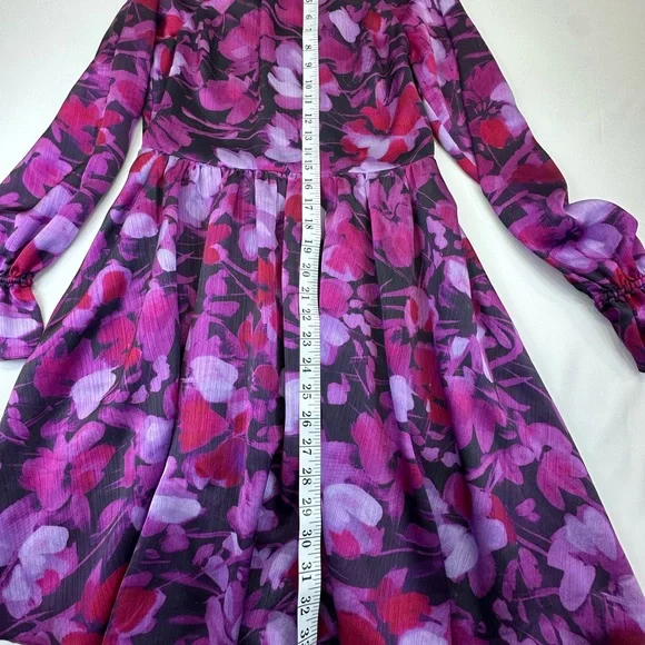 Ted Baker London Purple Pink Ruffled Bishop Sleeve Mini Dress - Picture 15 of 16